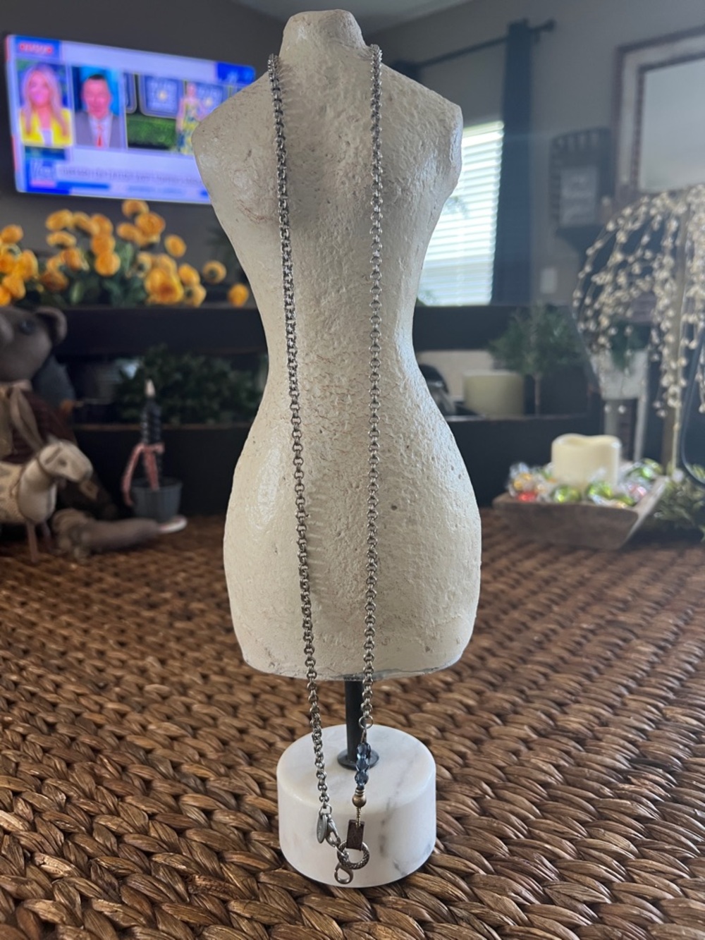 Jewel Kade Silver Long Chain Necklace